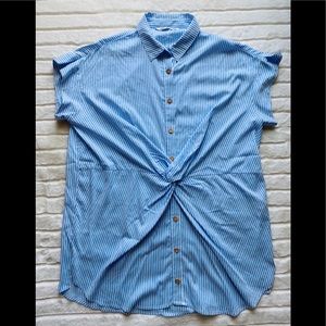 Zara blue and white striped shirt dress / top